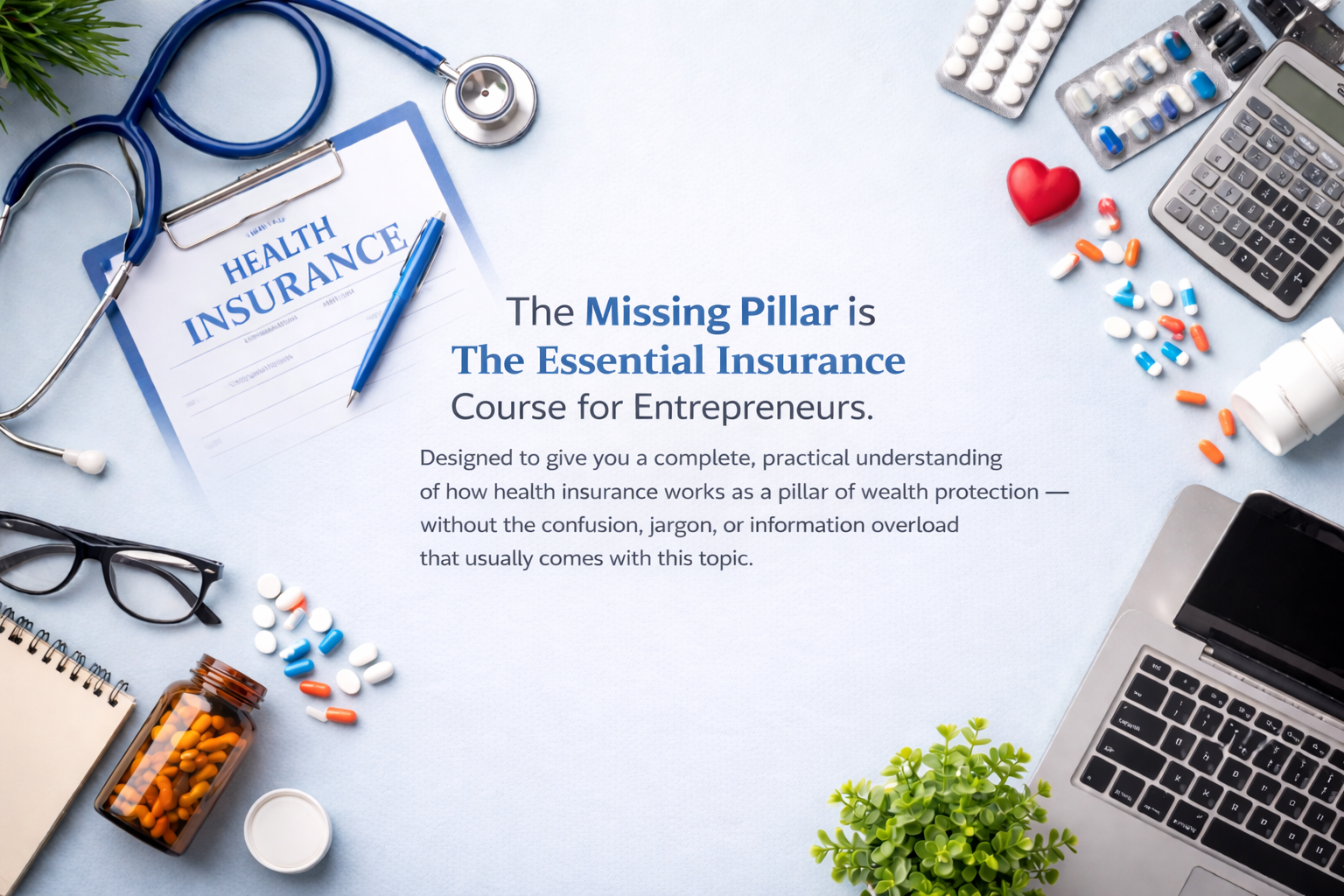 The Missing Pillar - The Insurance Education Strategy Course The Missing Pillar: The Insurance Education Strategy Course — branding image representing clear, practical health‑insurance education for entrepreneurs.